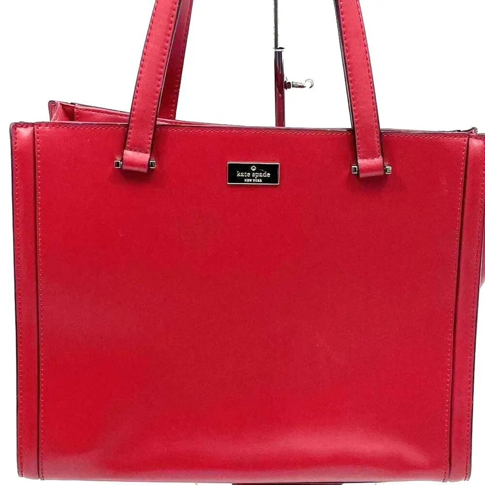 Kate Spade Vita Regatta Court Red Leather Tote Bag